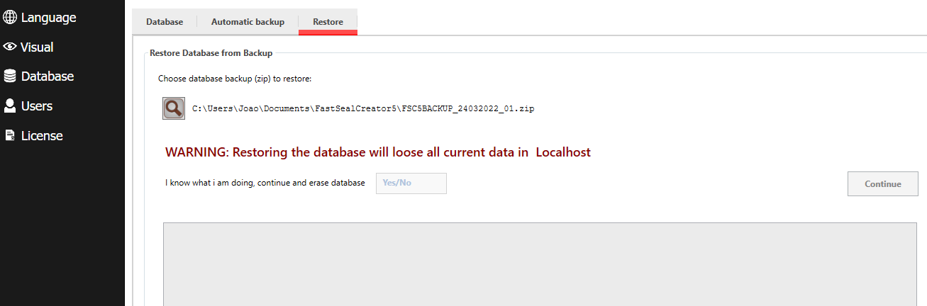 Backup/Restore Database – FastSeal knowledge base