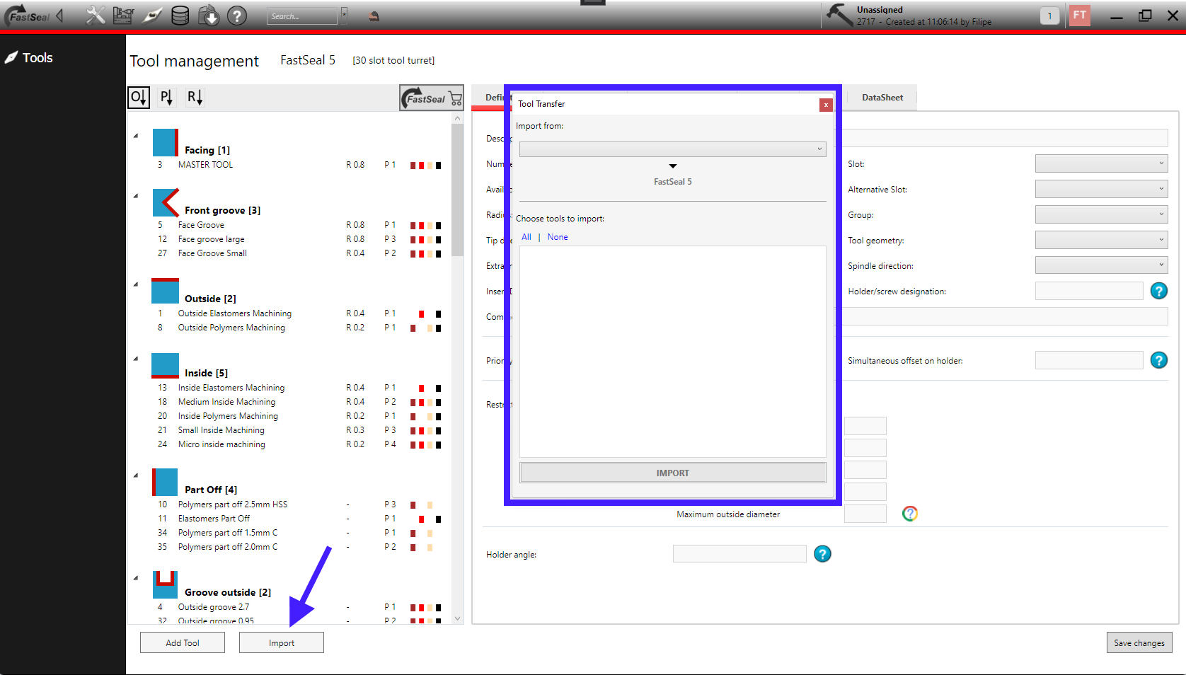 Import tool from another machine – FastSeal knowledge base