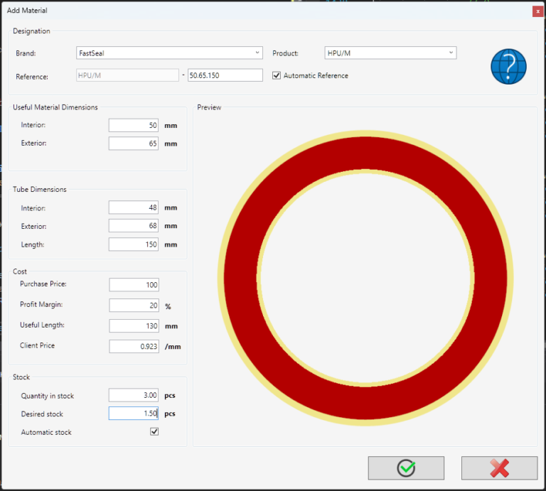 Add edit material – FastSeal knowledge base